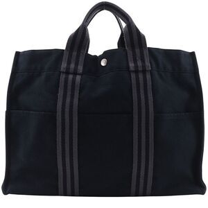 HERMES Sac Fourre Tout MM Cotton Canvas Black Unisex Handbag